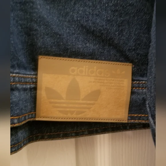 Adidas Cropped Dark Blue Denim Jacket - Picture 8 of 9
